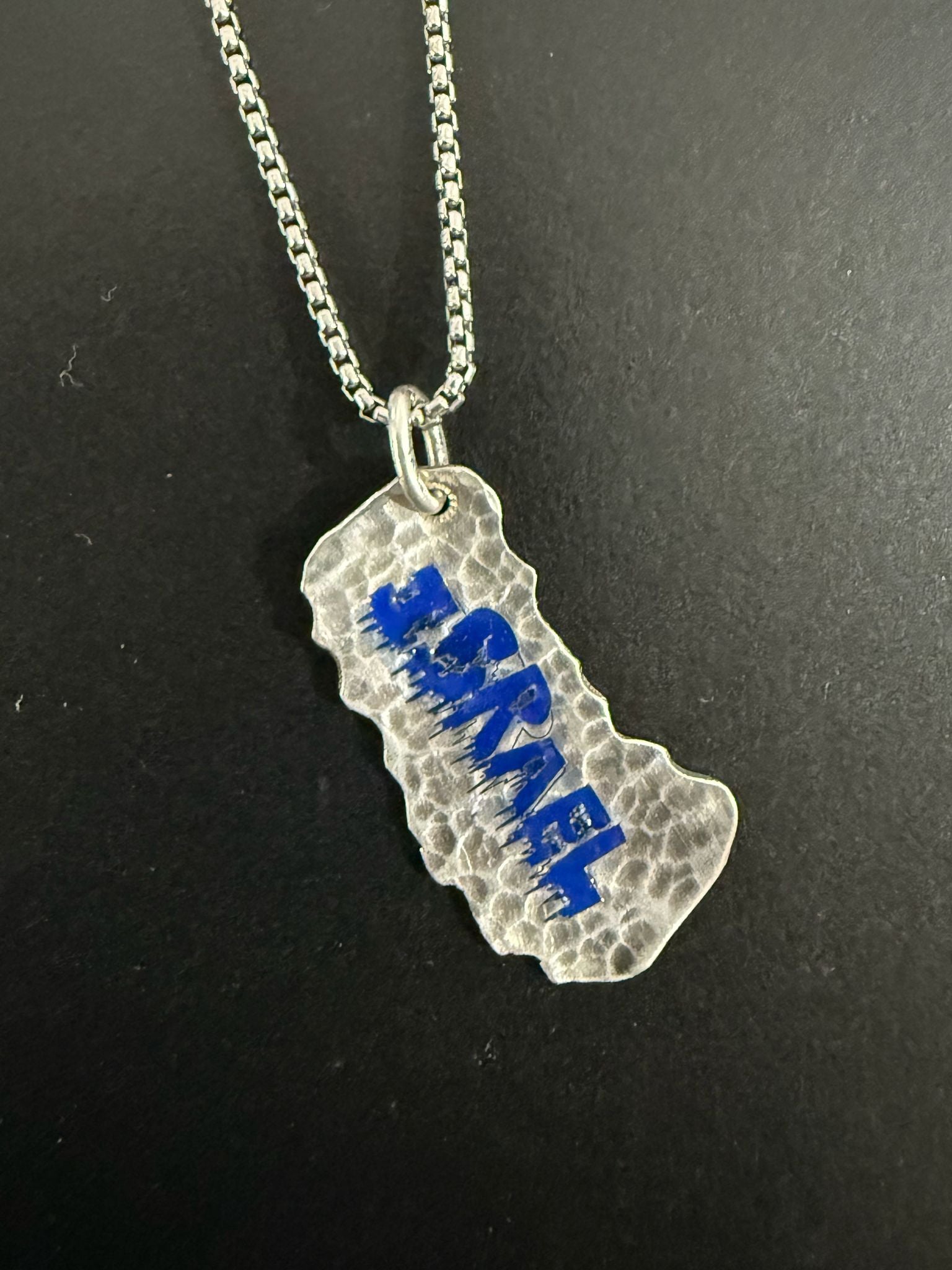 Graffiti  Art Sterling Silver And Enamel Freeform Dog Tag