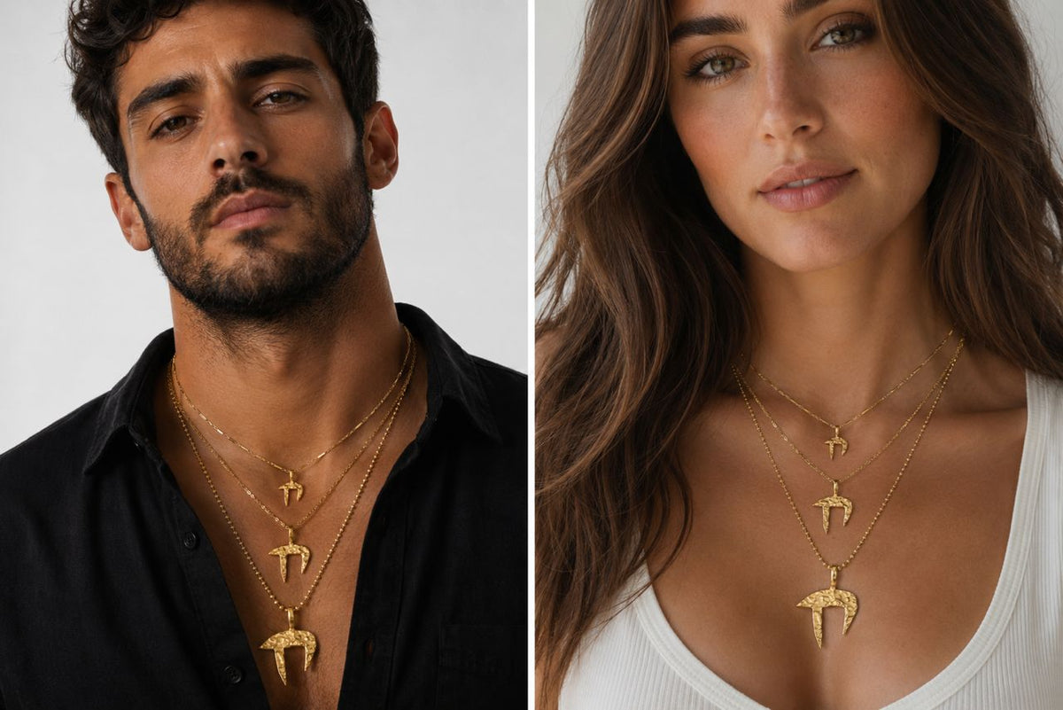 Chai pendant, 14K gold Medium — on model