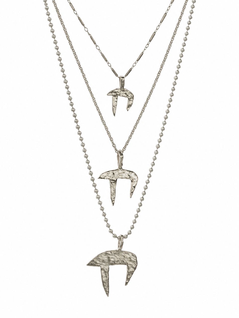 Chai pendant, all three sterling silver sizes