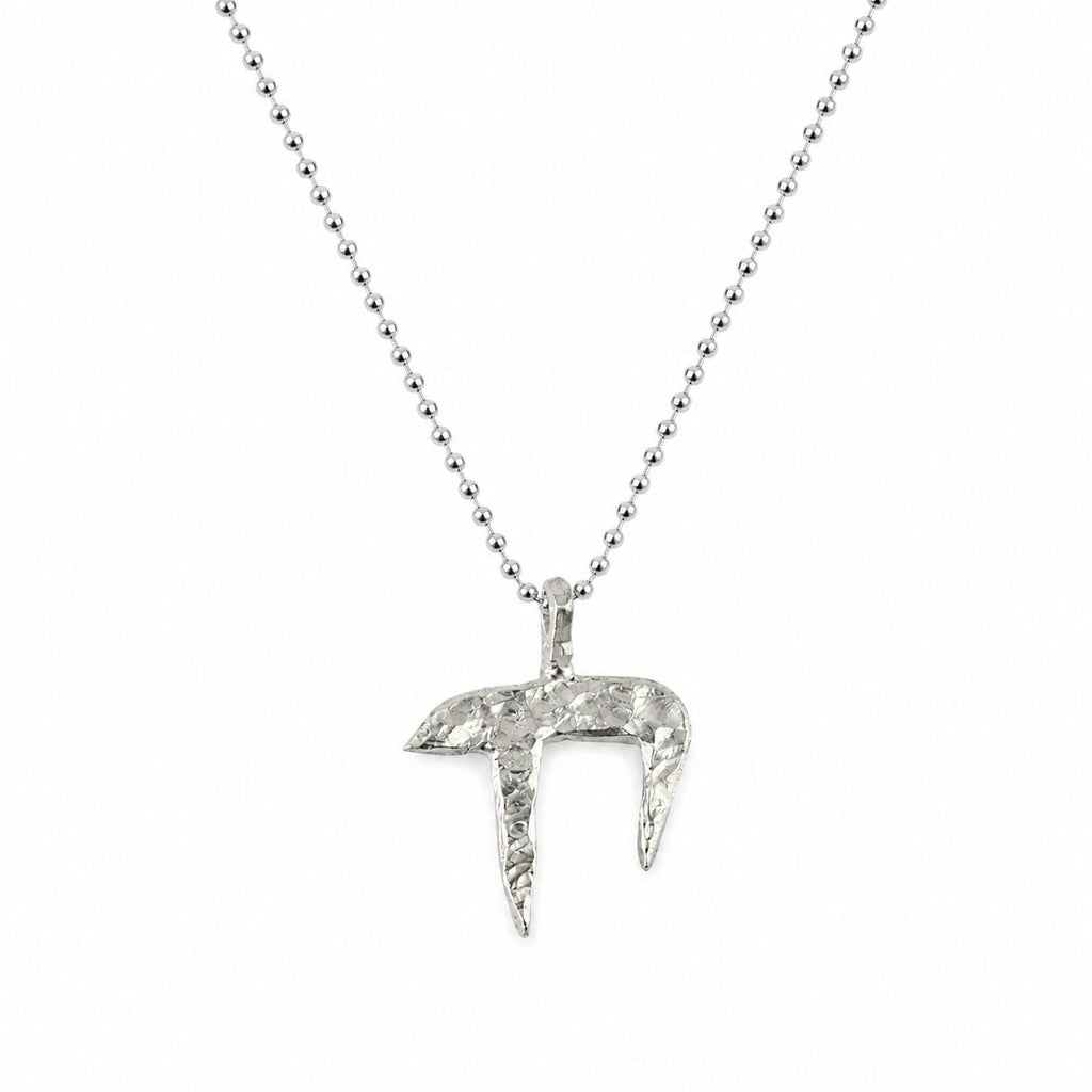 Chai pendant, sterling silver Medium — white background