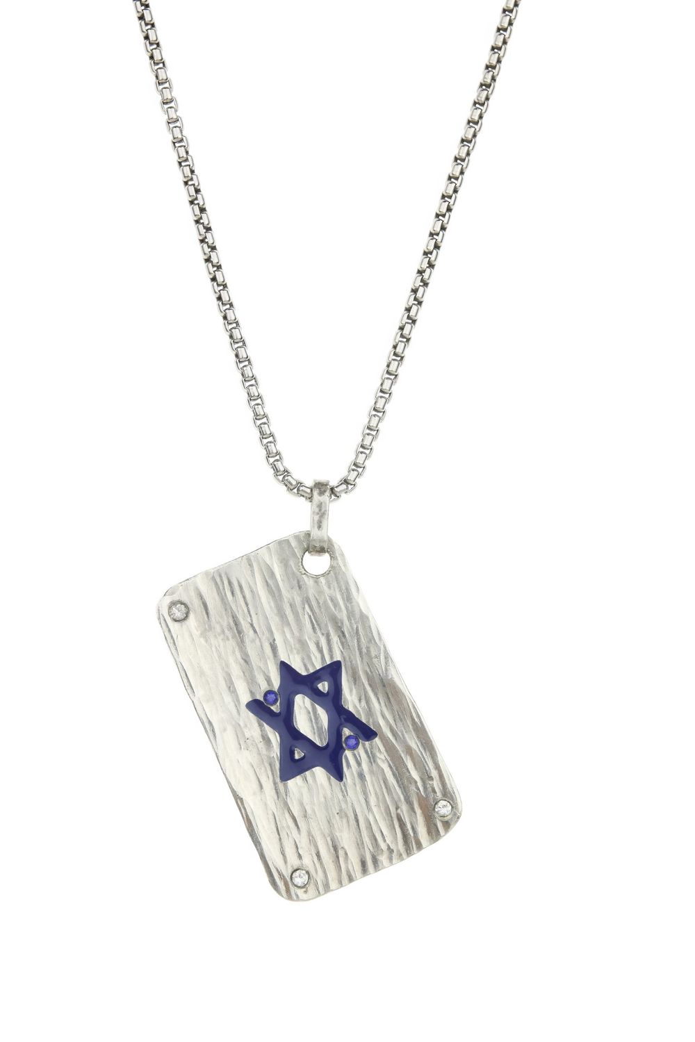 Star Of Israel dog tag with sapphires