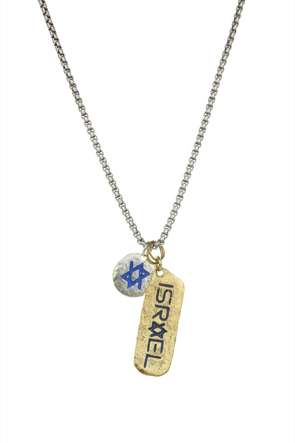 Sterling Silver/Gold and Enamel rectangular Star Of Israel™ tag
