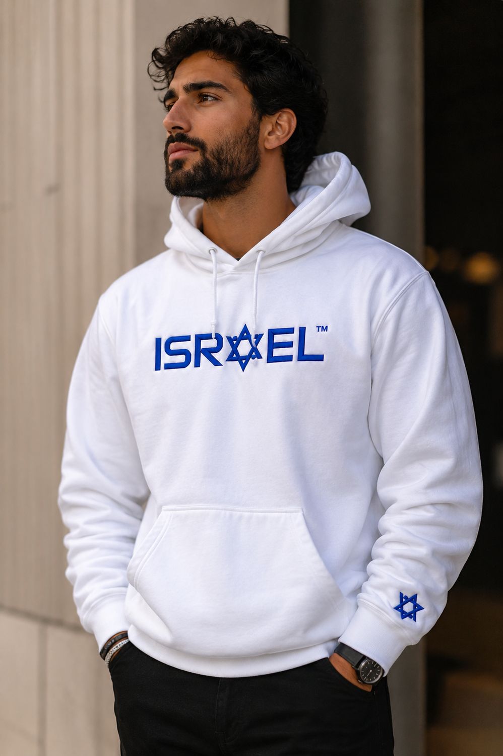 Star Of Israel hoodie — on model