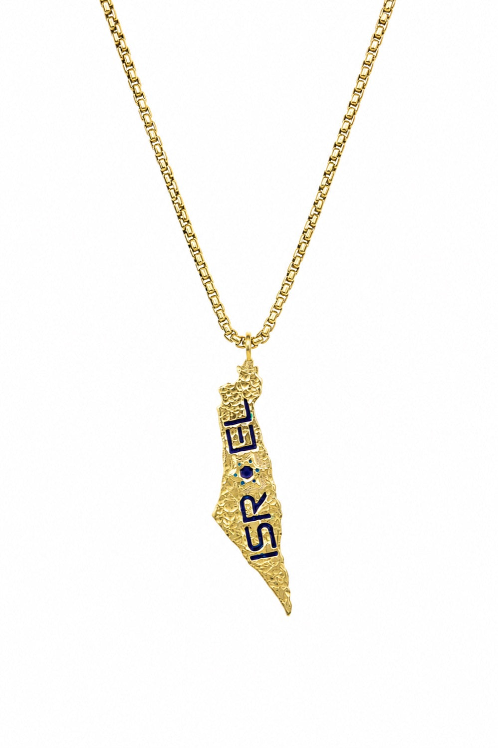 Map Pendant in gold on chain