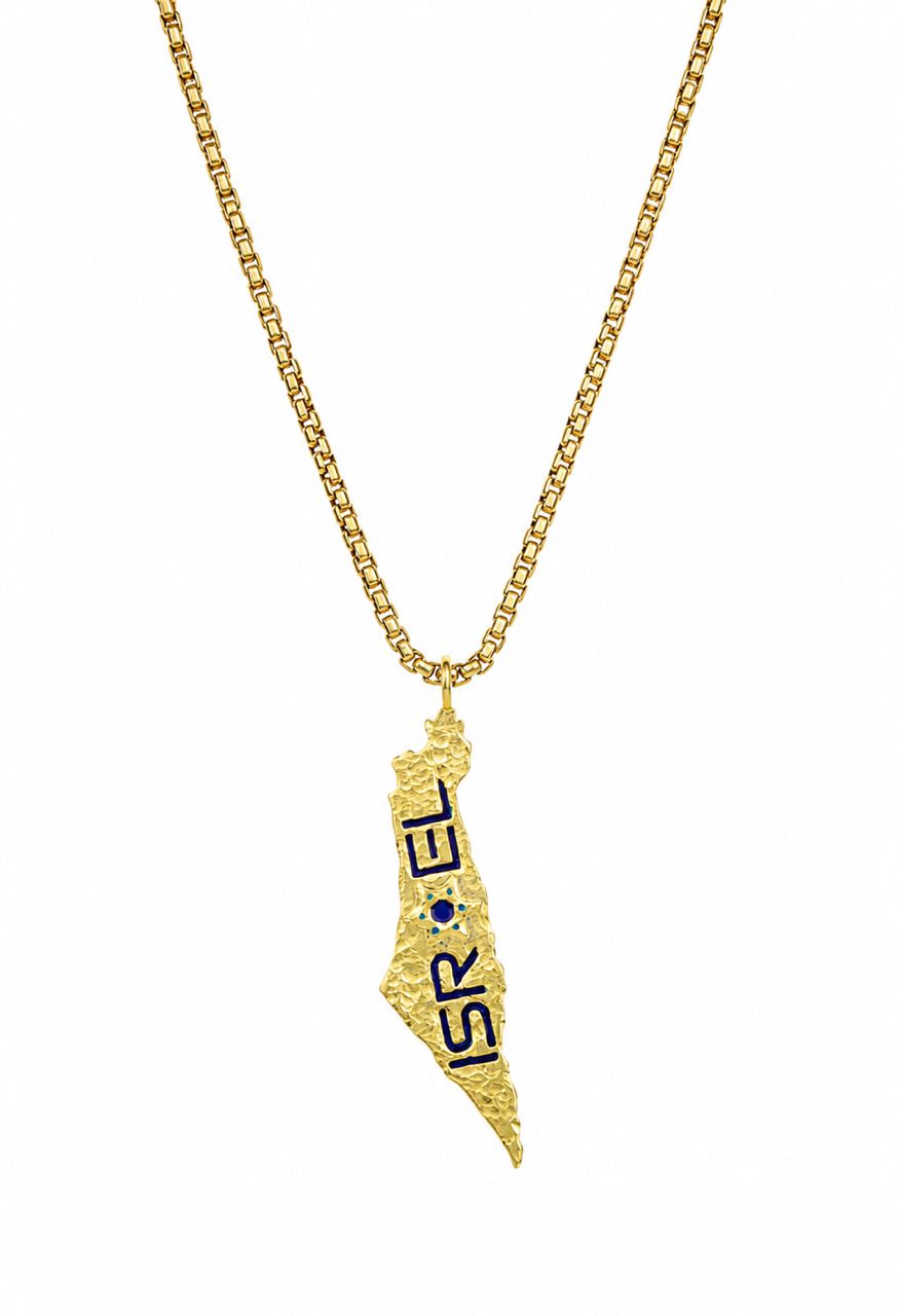 Star Of Israel Map Pendant in gold