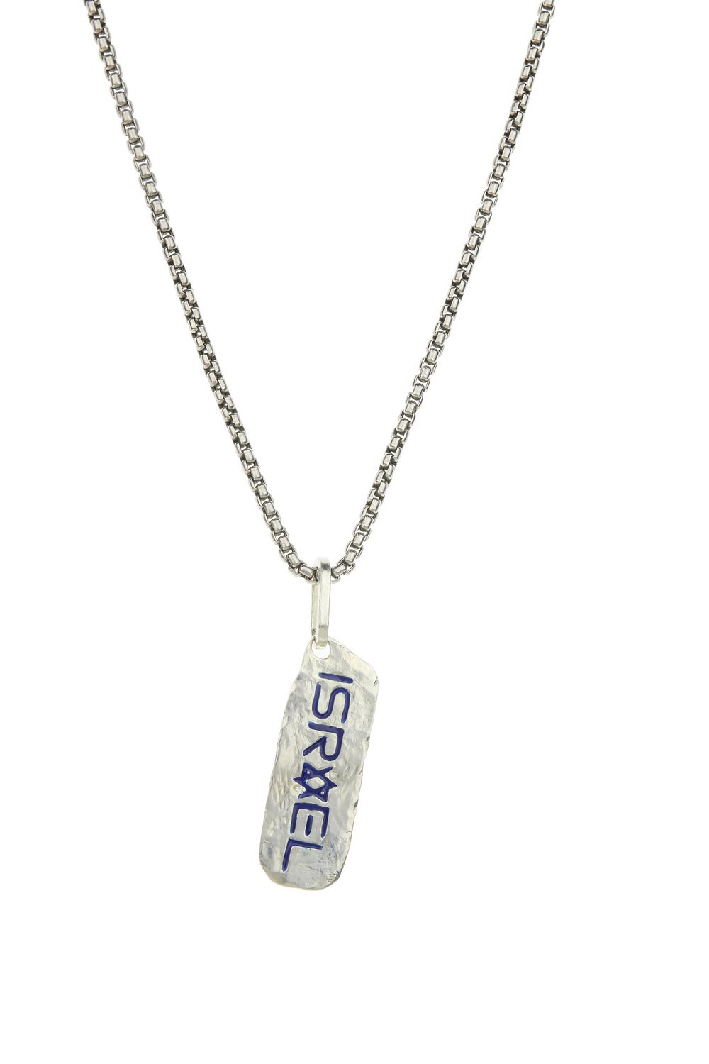 Rectangular tag, sterling silver — white background