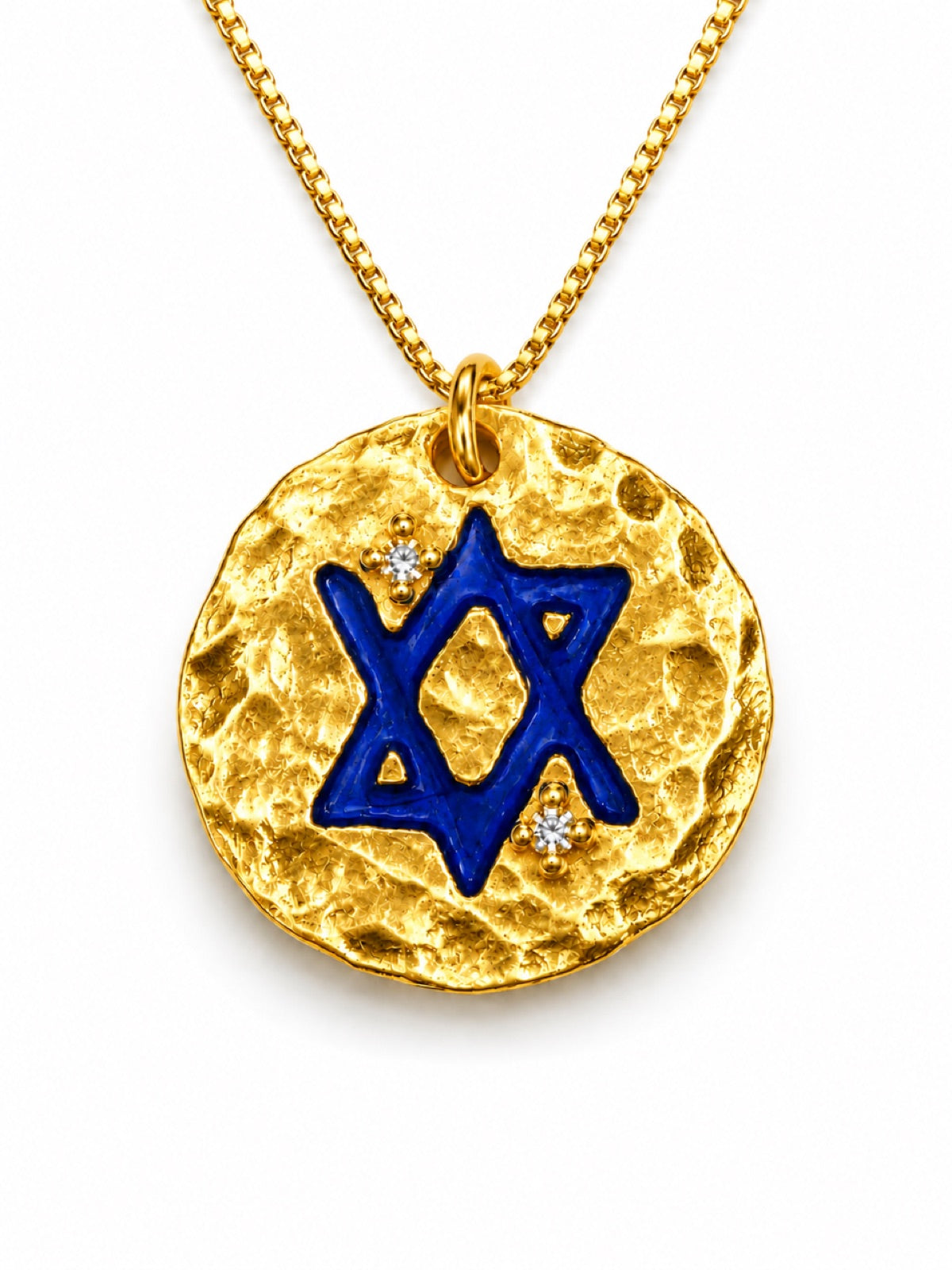 Round 18K gold Star of David tag