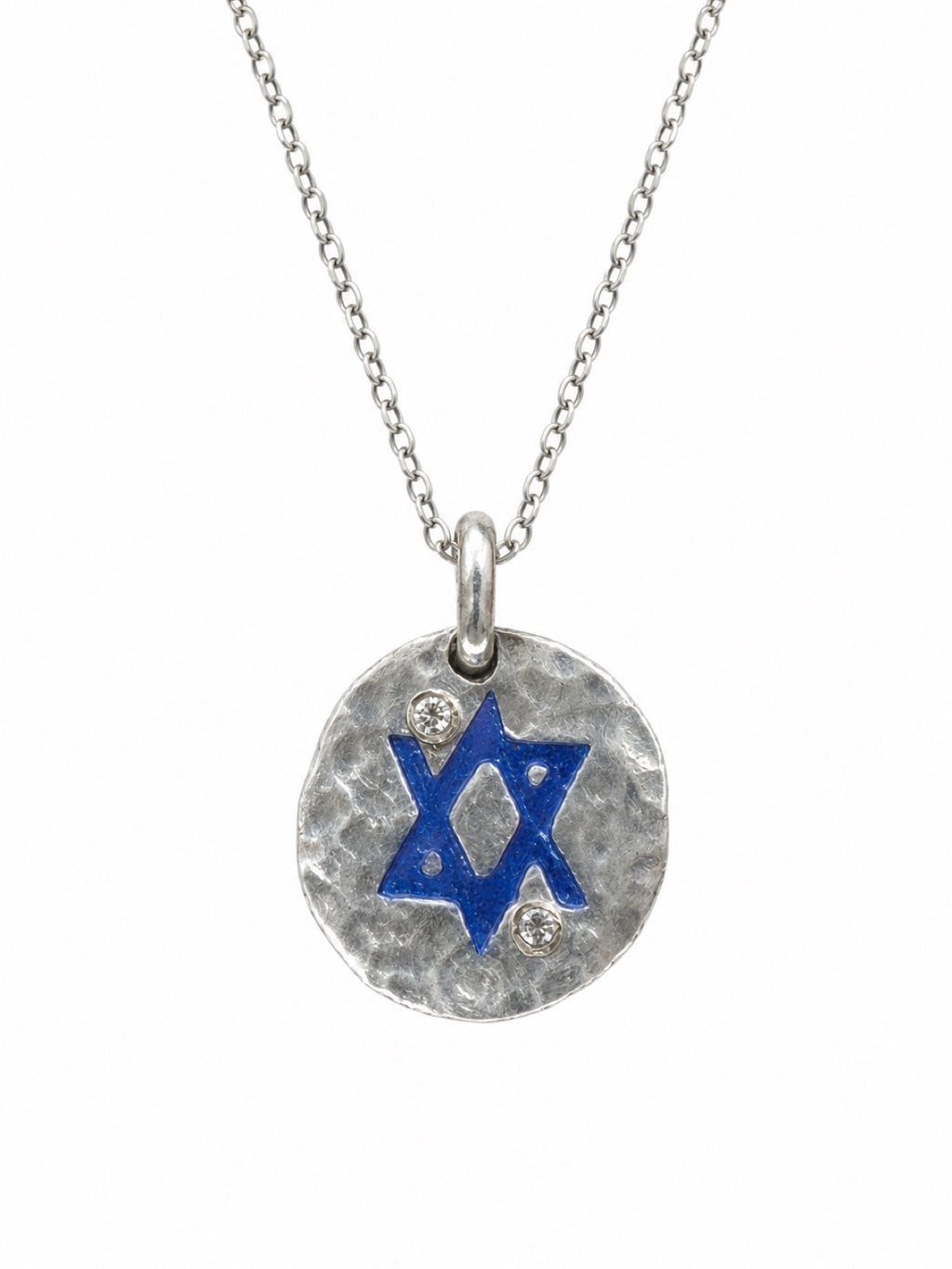 Round silver Magen David tag