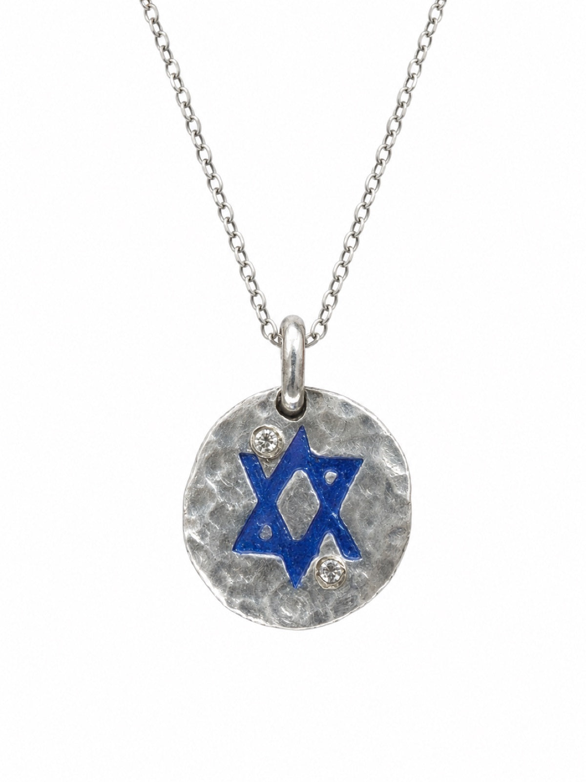 Round silver Magen David tag
