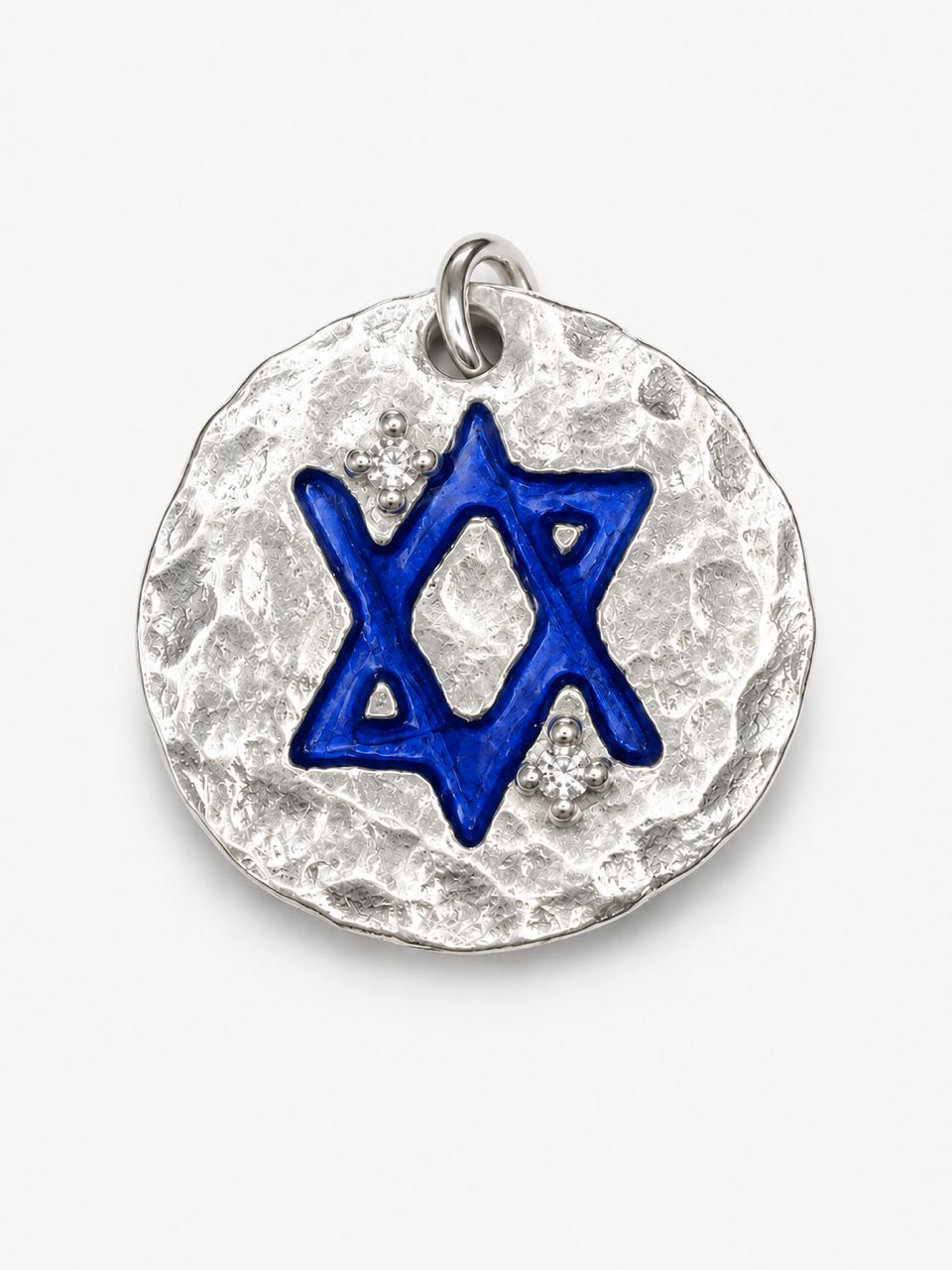 Round tag, sterling silver — close-up detail