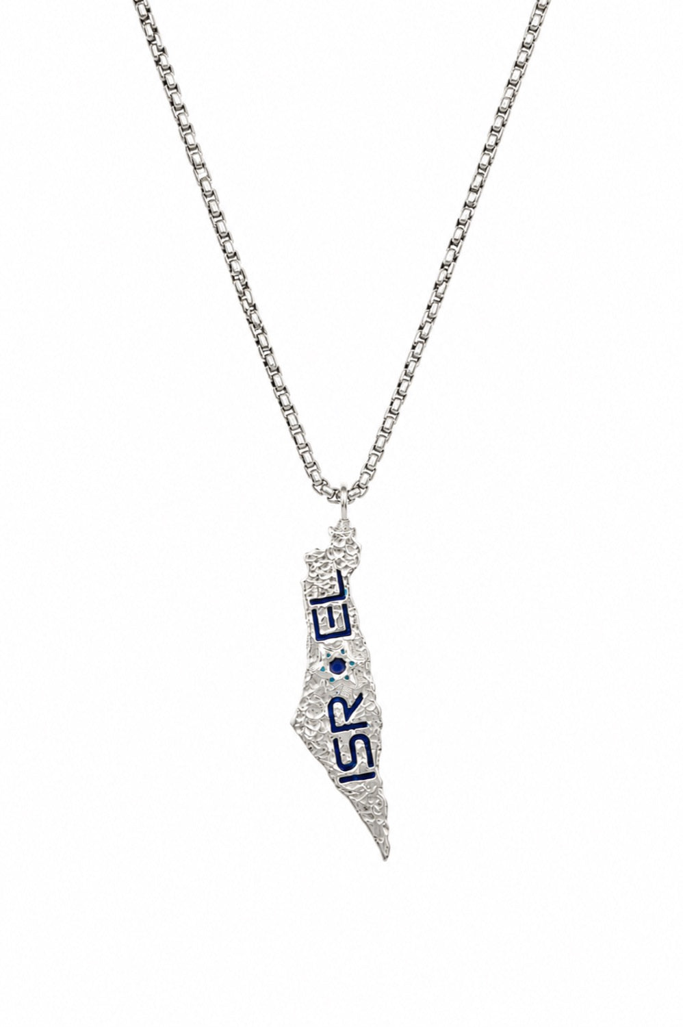 Star Of Israel Map Pendant in sterling silver