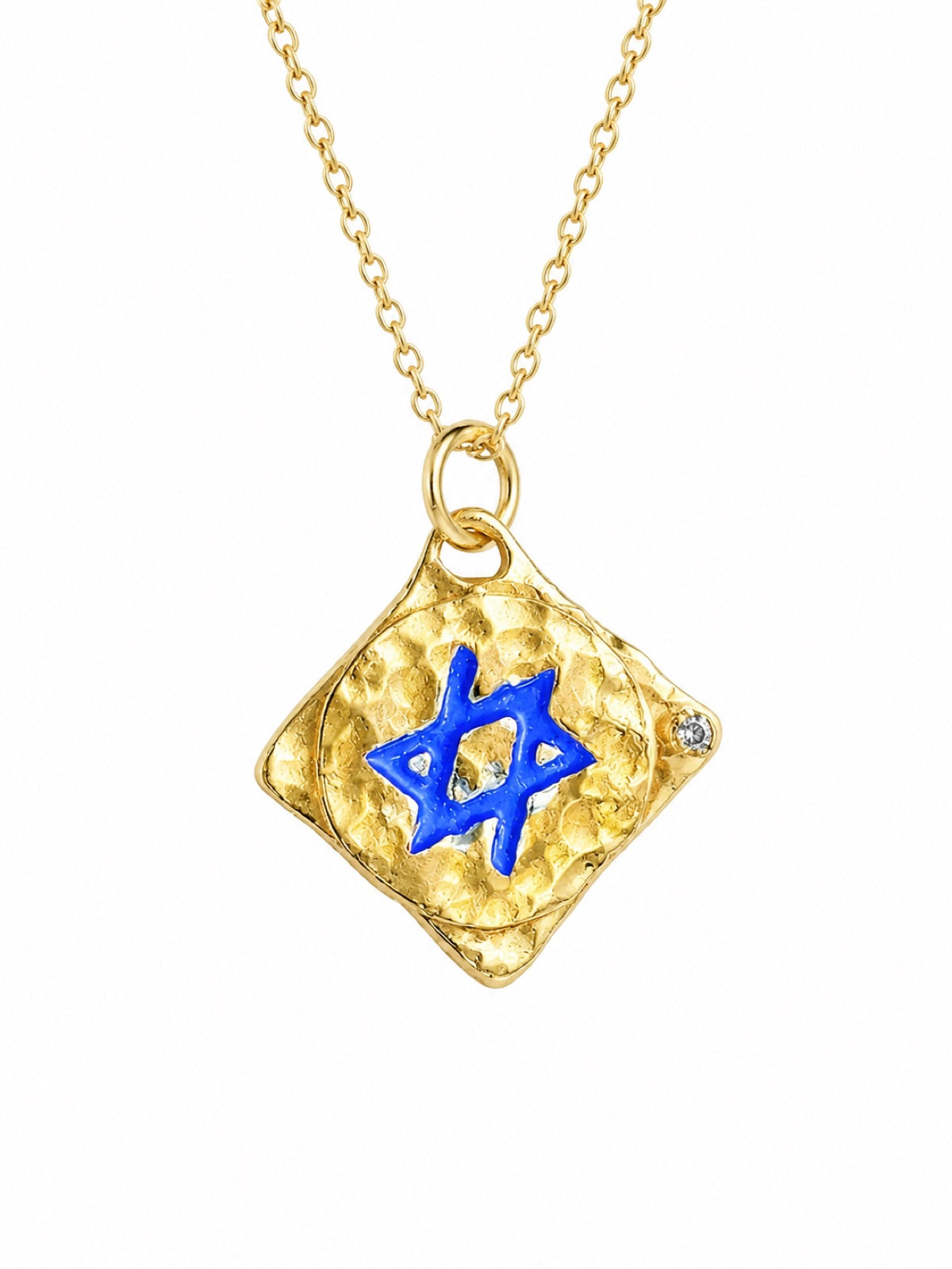 Small gold square Magen David tag