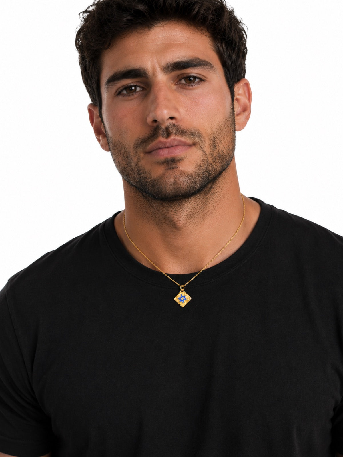 Star Of Israel dog tag on model
