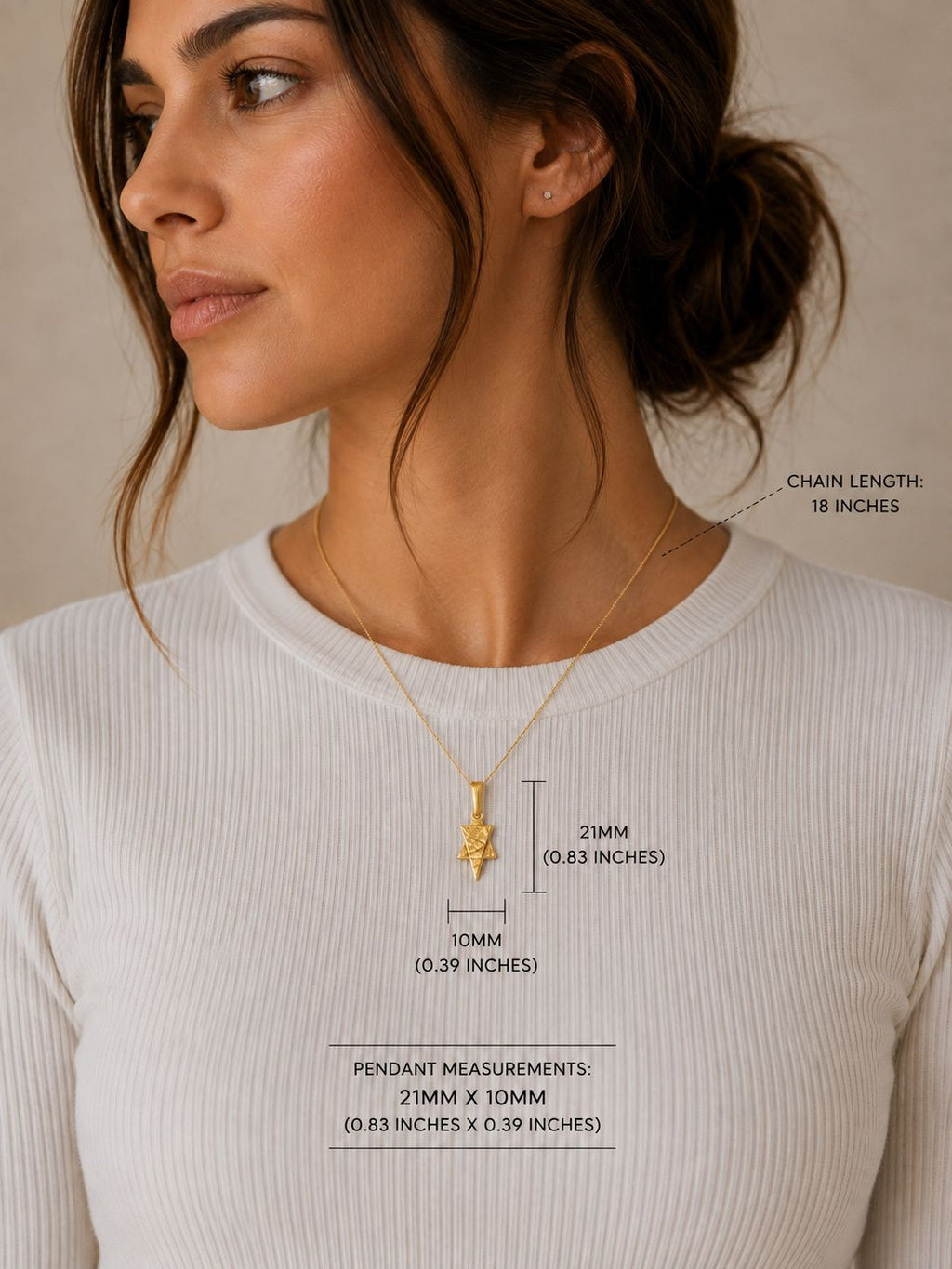 Up & Down pendant — measurements on model