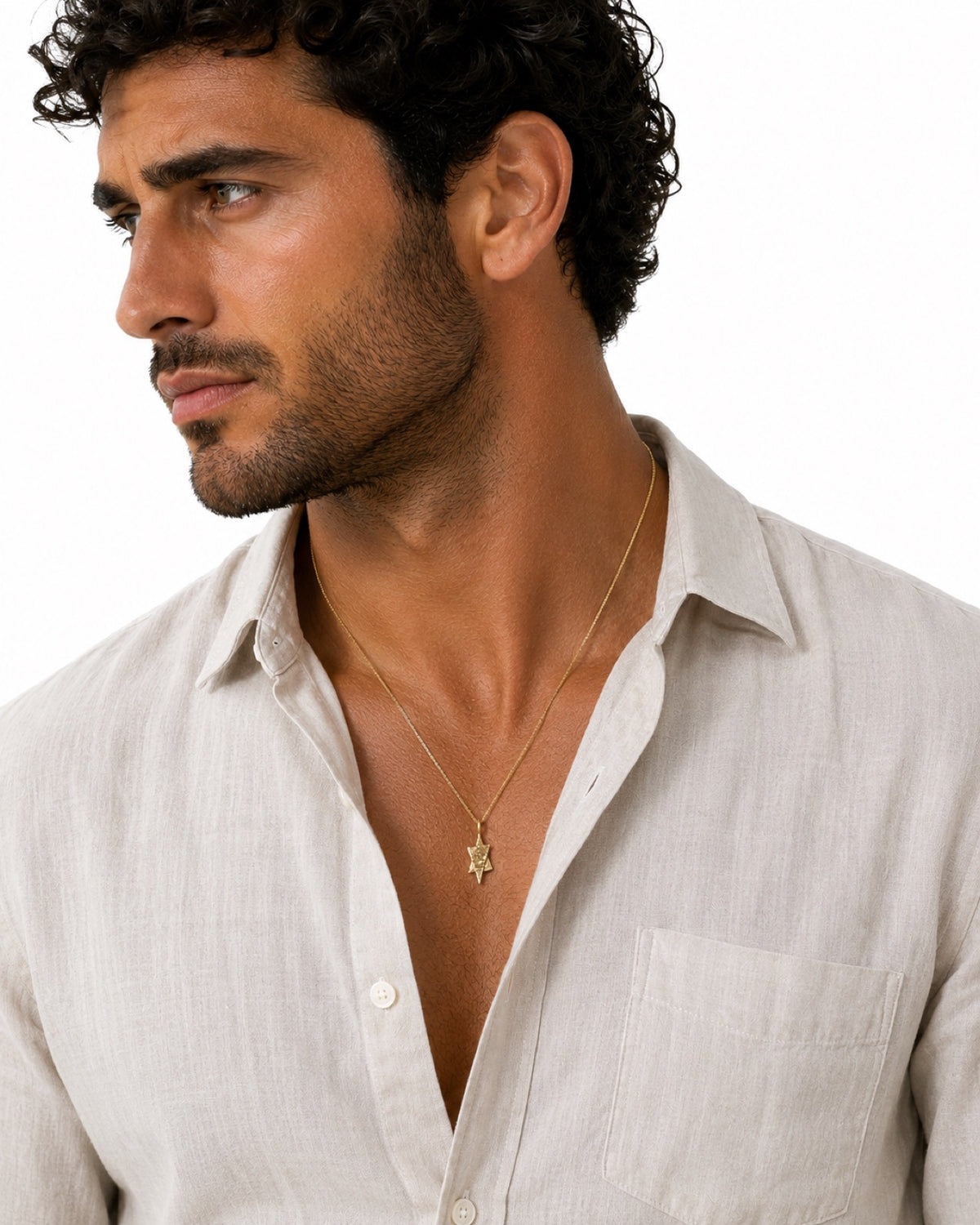 Up & Down Star of David pendant — 14K gold on model