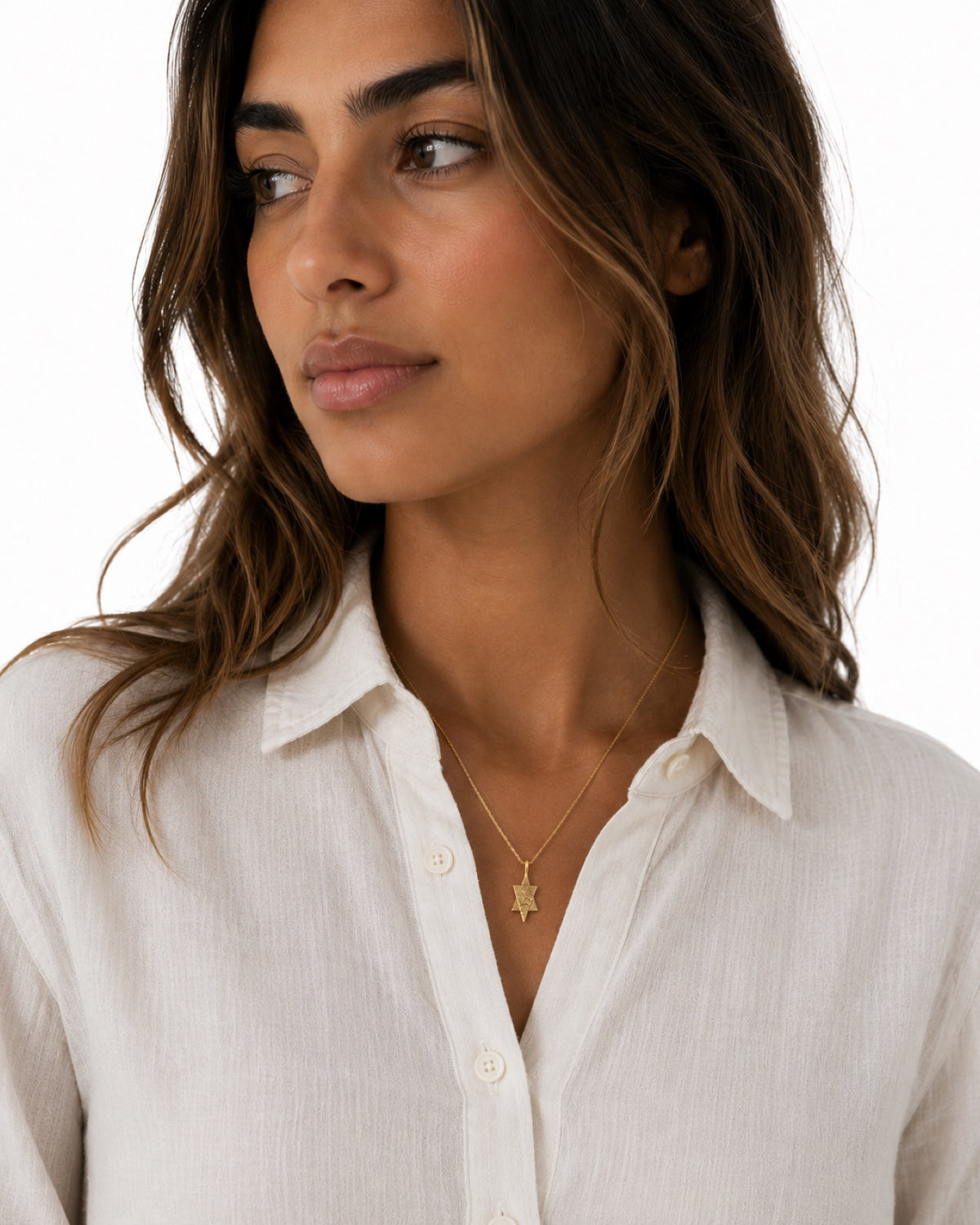 Up & Down Star of David pendant — 18K gold on model